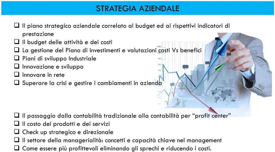 gestire i cambiamenti in azienda Il passaggio dalla contabilità tradizionale alla contabilità per profit center Il costo dei prodotti e dei servizi Check up