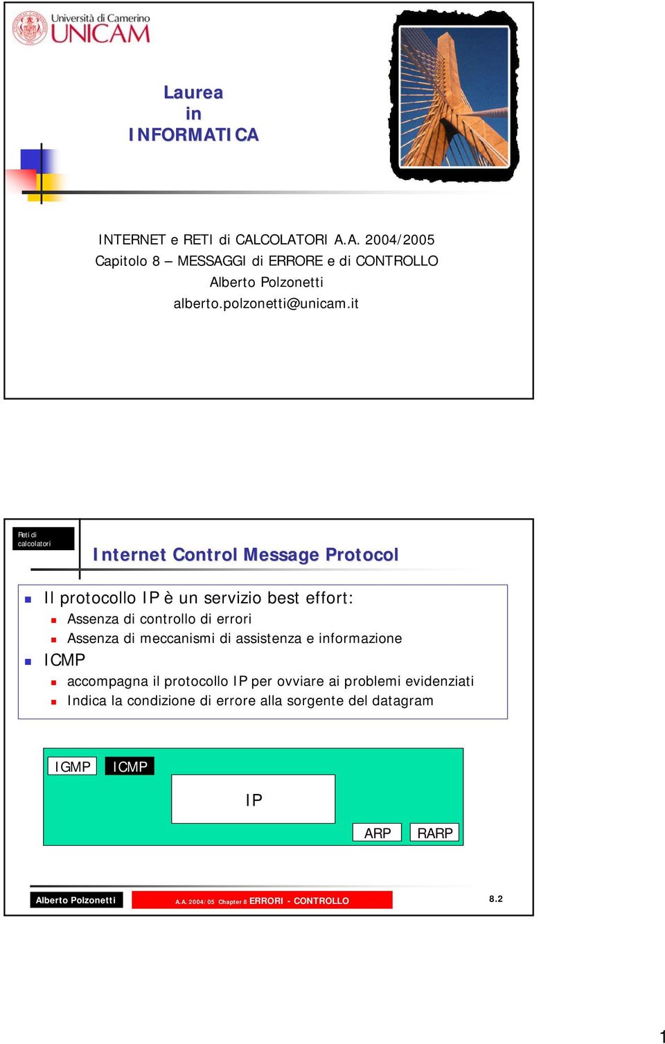 it Internet Control Message Protocol Il protocollo è un servizio best effort: Assenza di controllo di errori Assenza