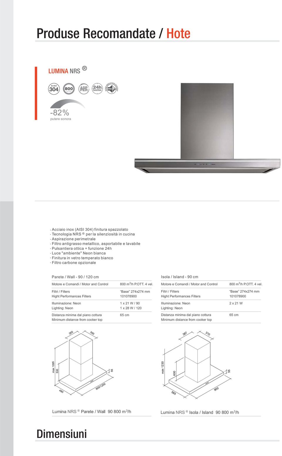 cm Isola / Island - 90 cm 800 m /h P.OTT. 4 vel.