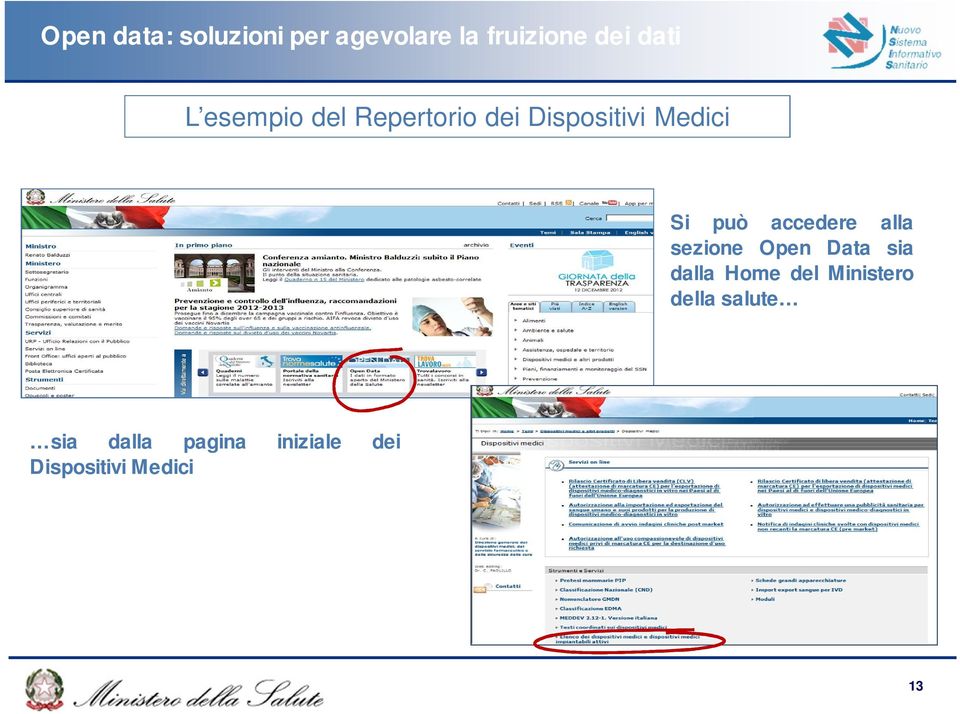 accedere alla sezione Open Data sia dalla Home del