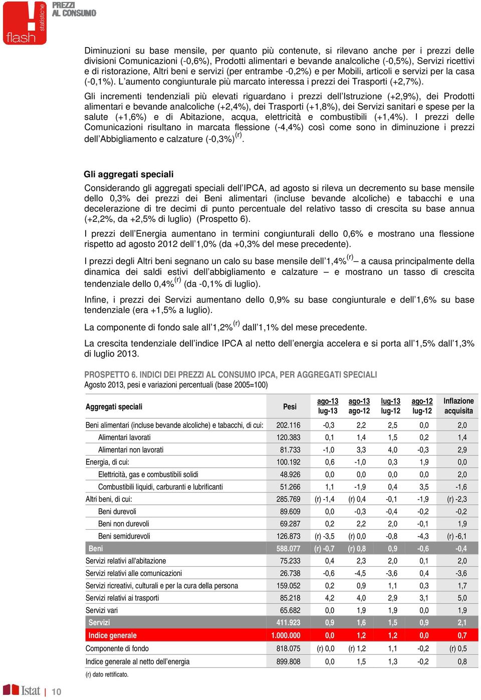 Gli incrementi tendenziali più elevati riguardano i prezzi dell Istruzione (+2,9%), dei Prodotti alimentari e bevande analcoliche (+2,4%), dei Trasporti (+1,8%), dei Servizi sanitari e spese per la