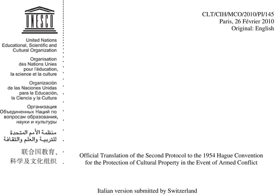 1954 Hague Convention for the Protection of Cultural Property