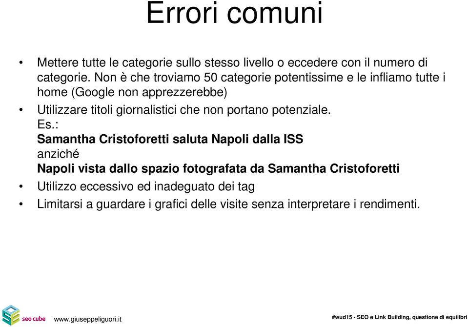 giornalistici che non portano potenziale. Es.