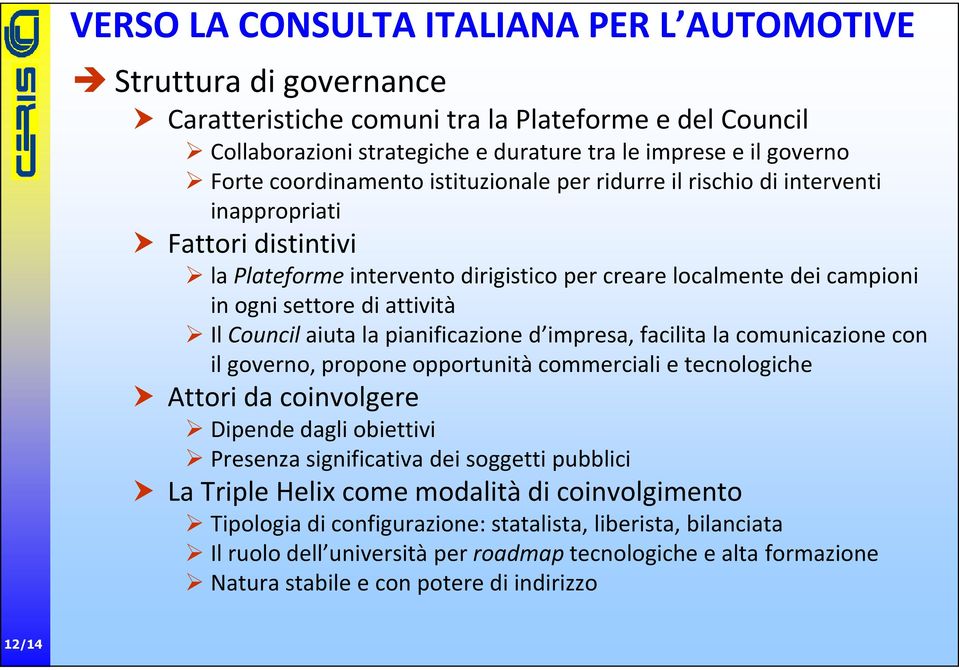 Il Council aiuta la pianificazione d impresa, facilita la comunicazione con il governo, propone opportunità commerciali e tecnologiche Attori da coinvolgere Dipende dagli obiettivi Presenza