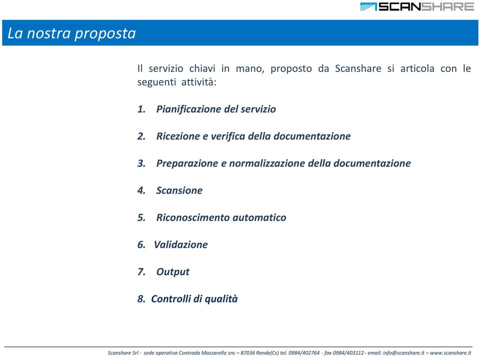 Ricezione e verifica della documentazione 3.