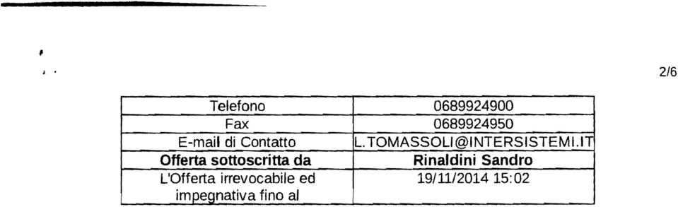 1T Offerta sottoscritta da Rinaldini Sandro