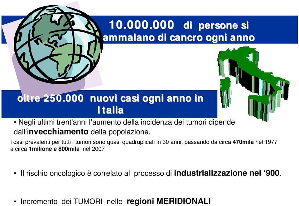 invecchiamento della popolazione.