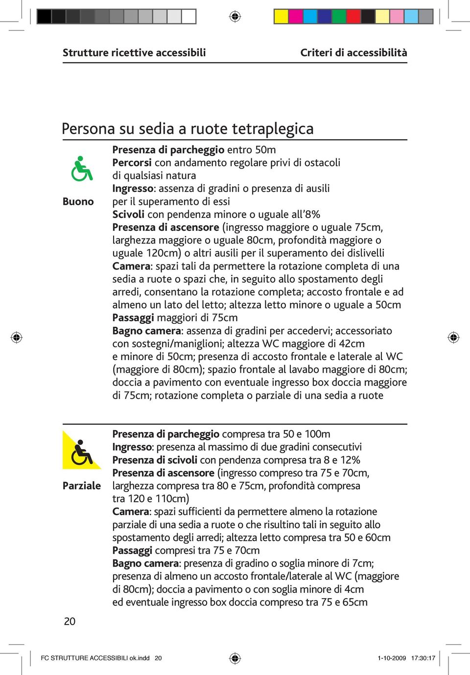 ausili per il superamento dei dislivelli Camera: spazi tali da permettere la rotazione completa di una sedia a ruote o spazi che, in seguito allo spostamento degli arredi, consentano la rotazione