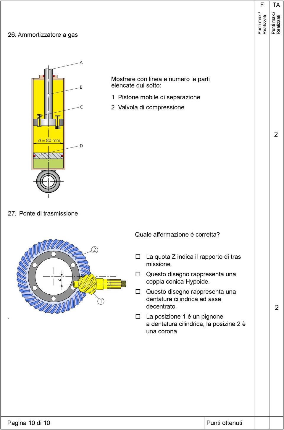 z La quota Z indica il rapporto di tras missione. Questo disegno rappresenta una coppia conica Hypoide.