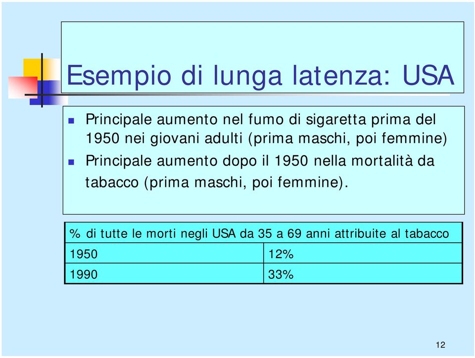 dopo il 1950 nella mortalità da tabacco (prima maschi, poi femmine).