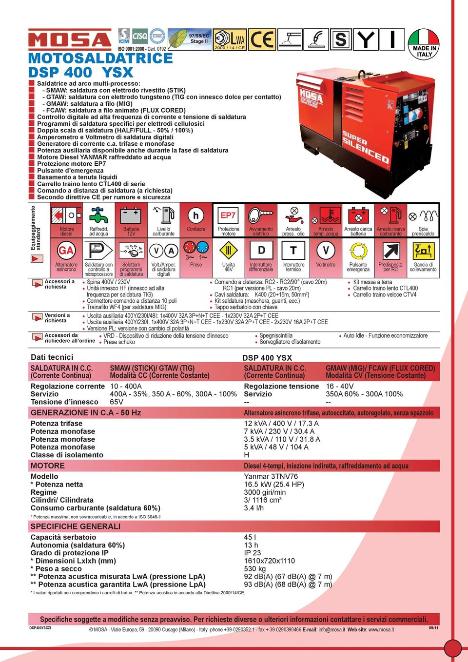 Amperometro e di digitali iesel YANMAR raffreddato ad acqua EP7 Pulsante d emergenza Basamento a tenuta liquidi Carrello traino lento CTL400 di serie Comando a distanza di (a ) Accessori da