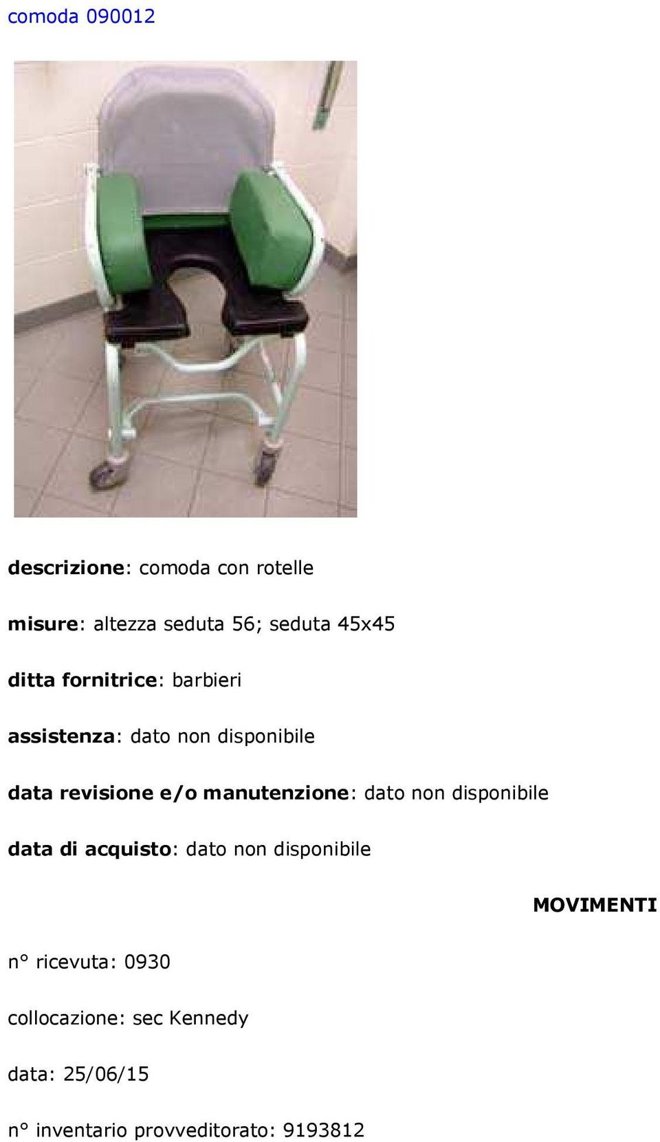 acquisto: dato non disponibile n ricevuta: 0930 collocazione: