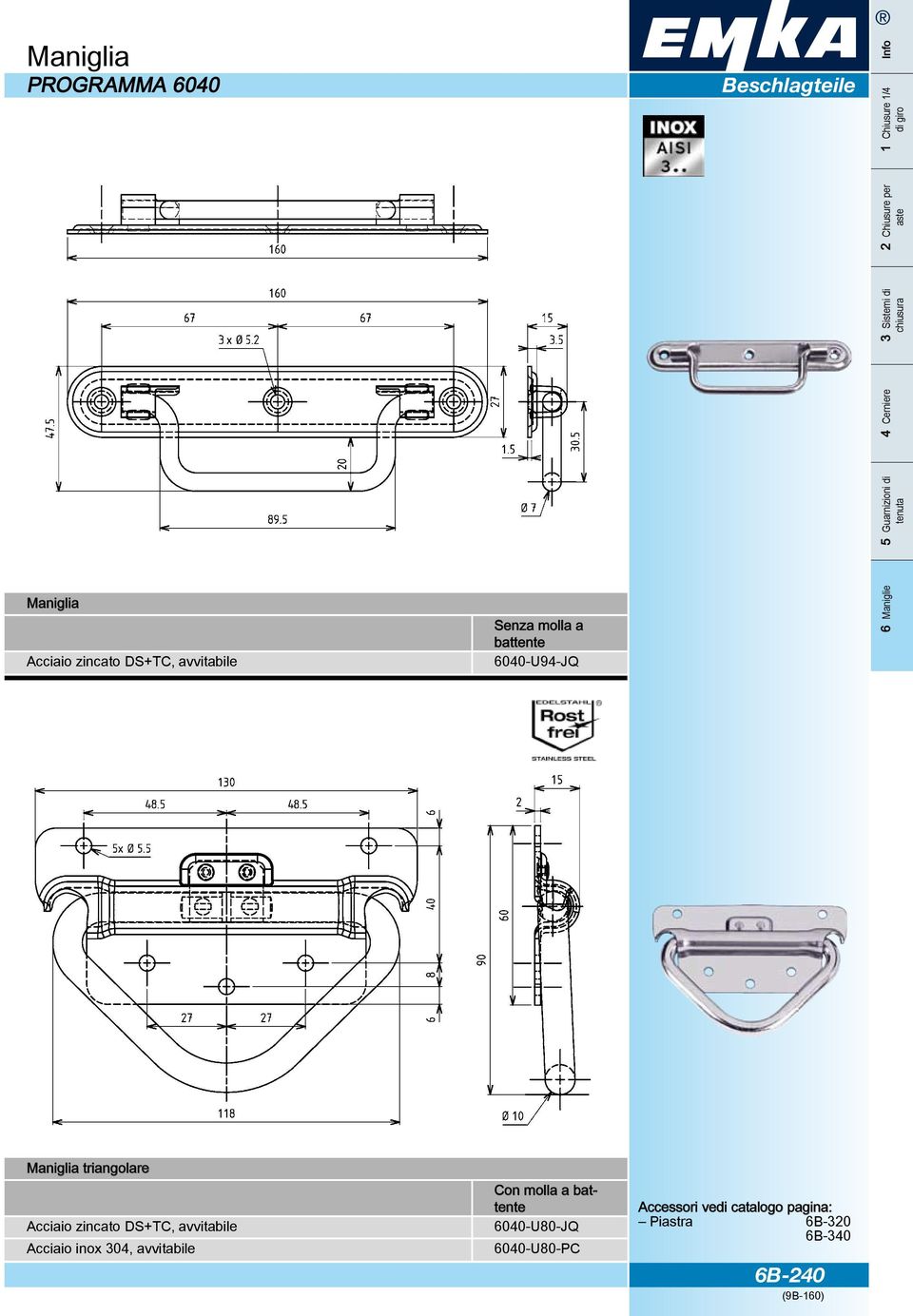 Acciaio inox 304, avvitabile Con molla a 6040-U80-JQ