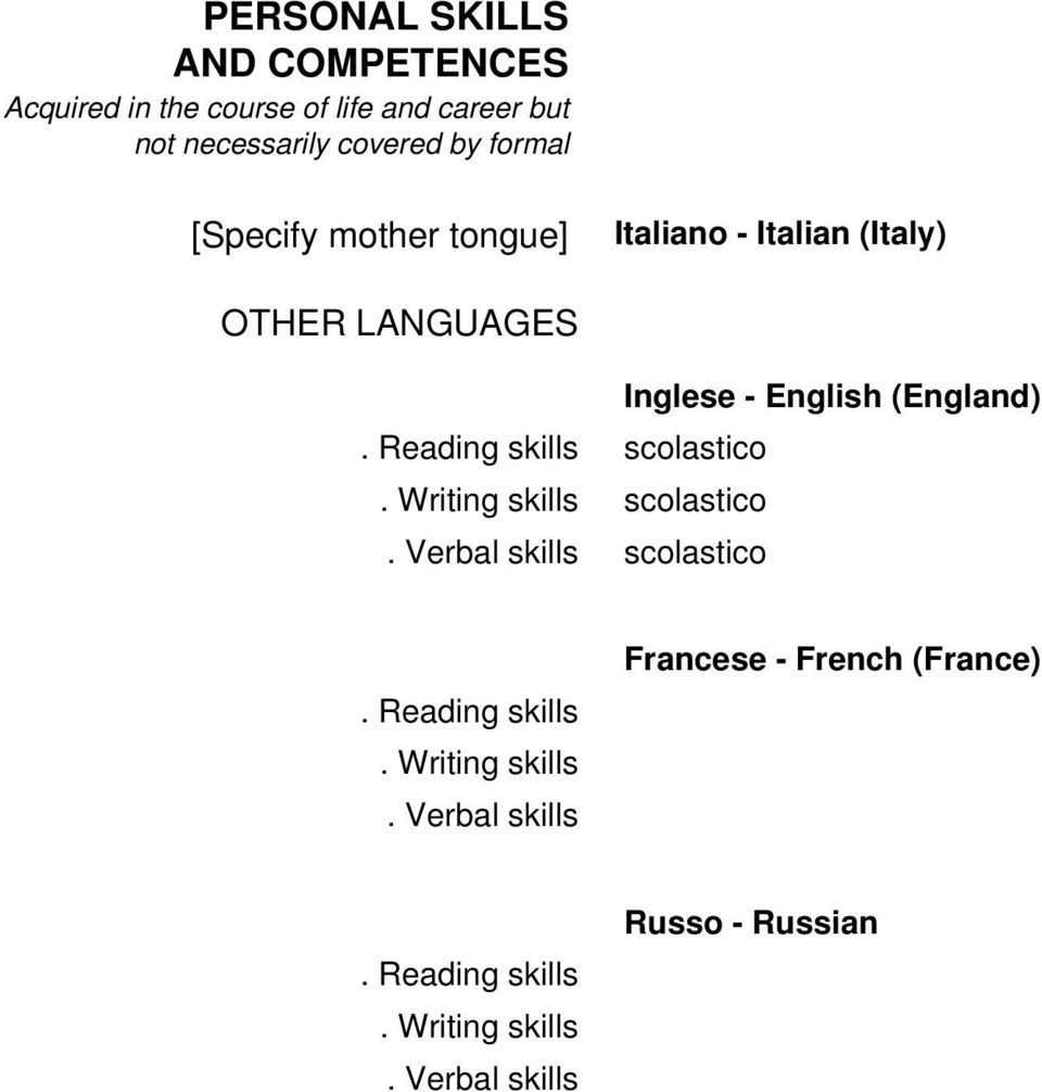 Verbal skills Inglese - English (England) scolastico scolastico scolastico. Reading skills.