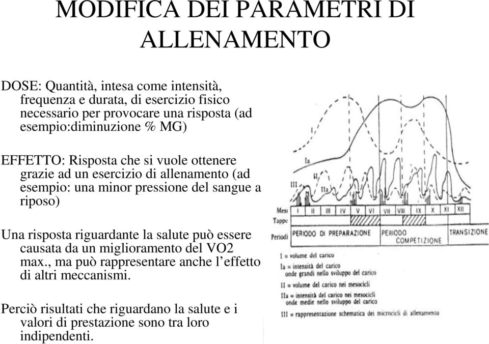 esempio: una minor pressione del sangue a riposo) Una risposta riguardante la salute può essere causata da un miglioramento del VO2 max.