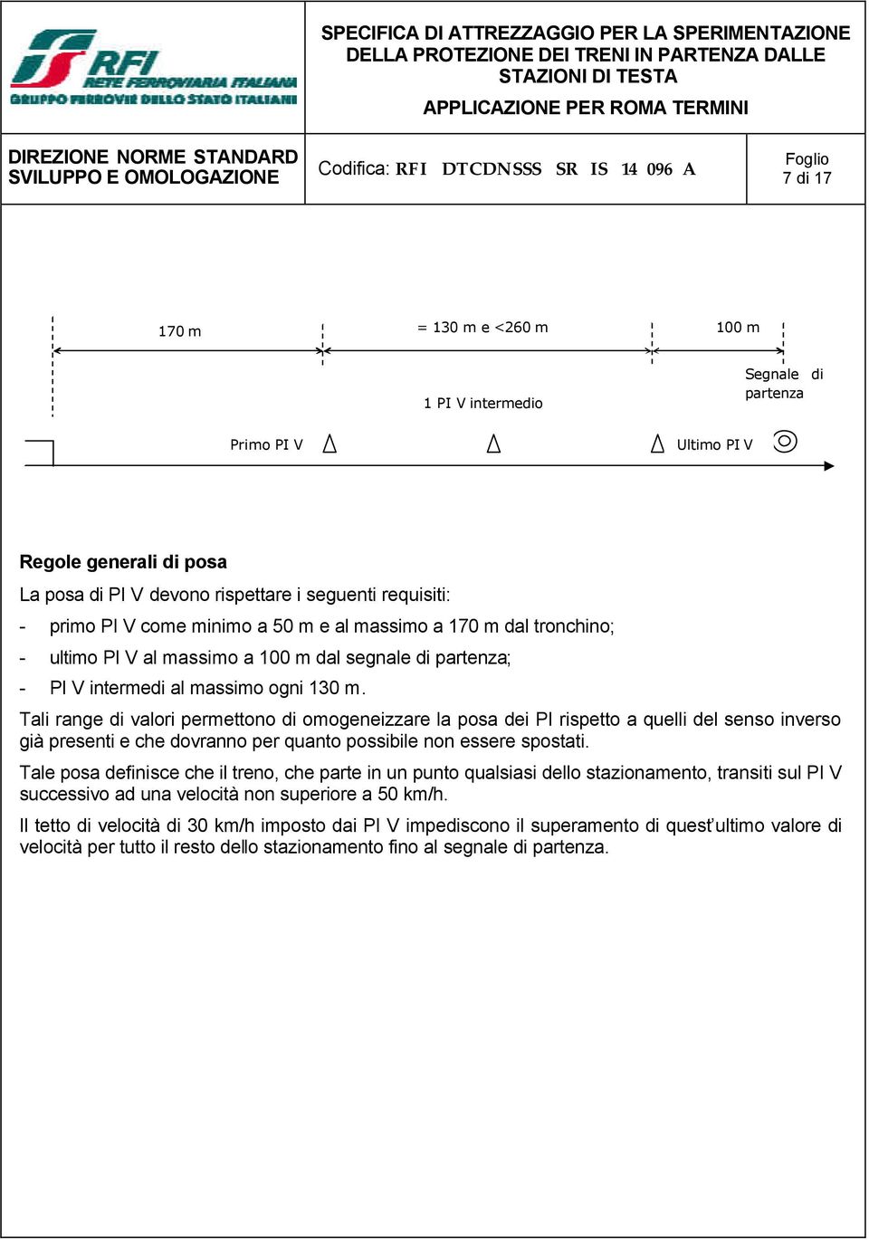 Tali range di valori permettono di omogeneizzare la posa dei PI rispetto a quelli del senso inverso già presenti e che dovranno per quanto possibile non essere spostati.