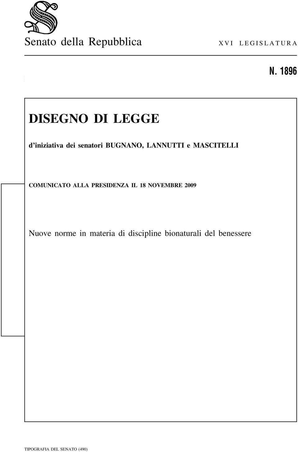 LANNUTTI e MASCITELLI COMUNICATO ALLA PRESIDENZA IL 18 NOVEMBRE