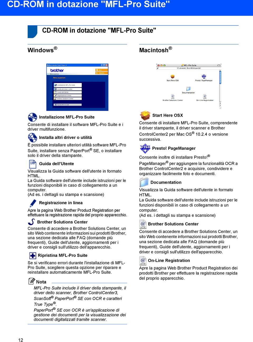 Guida dell Utente Visualizza la Guida software dell'utente in formato HTML. La Guida software dell'utente include istruzioni per le funzioni disponibili in caso di collegamento a un computer. (Ad es.