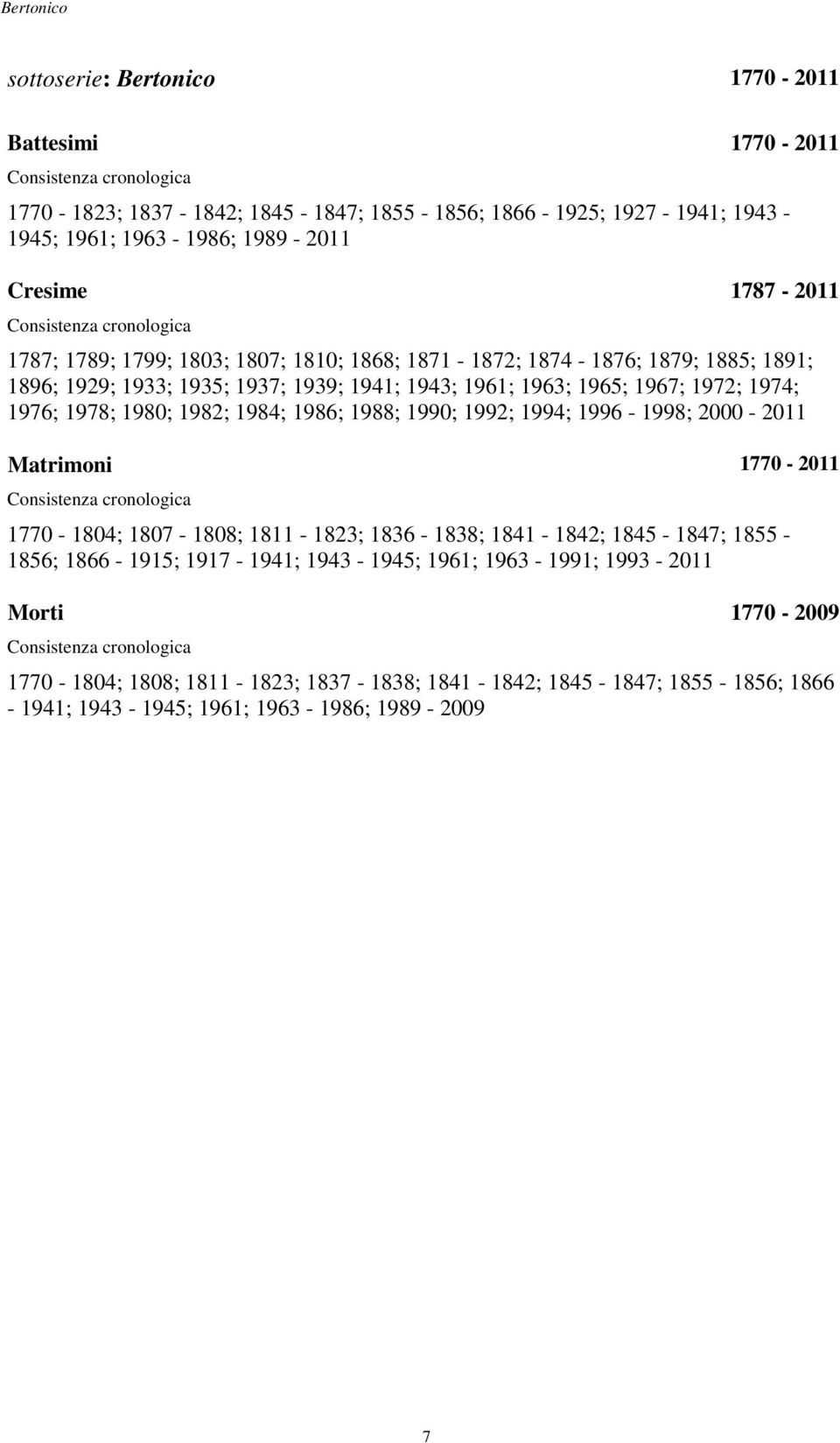 1980; 1982; 1984; 1986; 1988; 1990; 1992; 1994; 1996-1998; 2000-2011 1770-2011 1770-1804; 1807-1808; 1811-1823; 1836-1838; 1841-1842; 1845-1847; 1855-1856; 1866-1915;