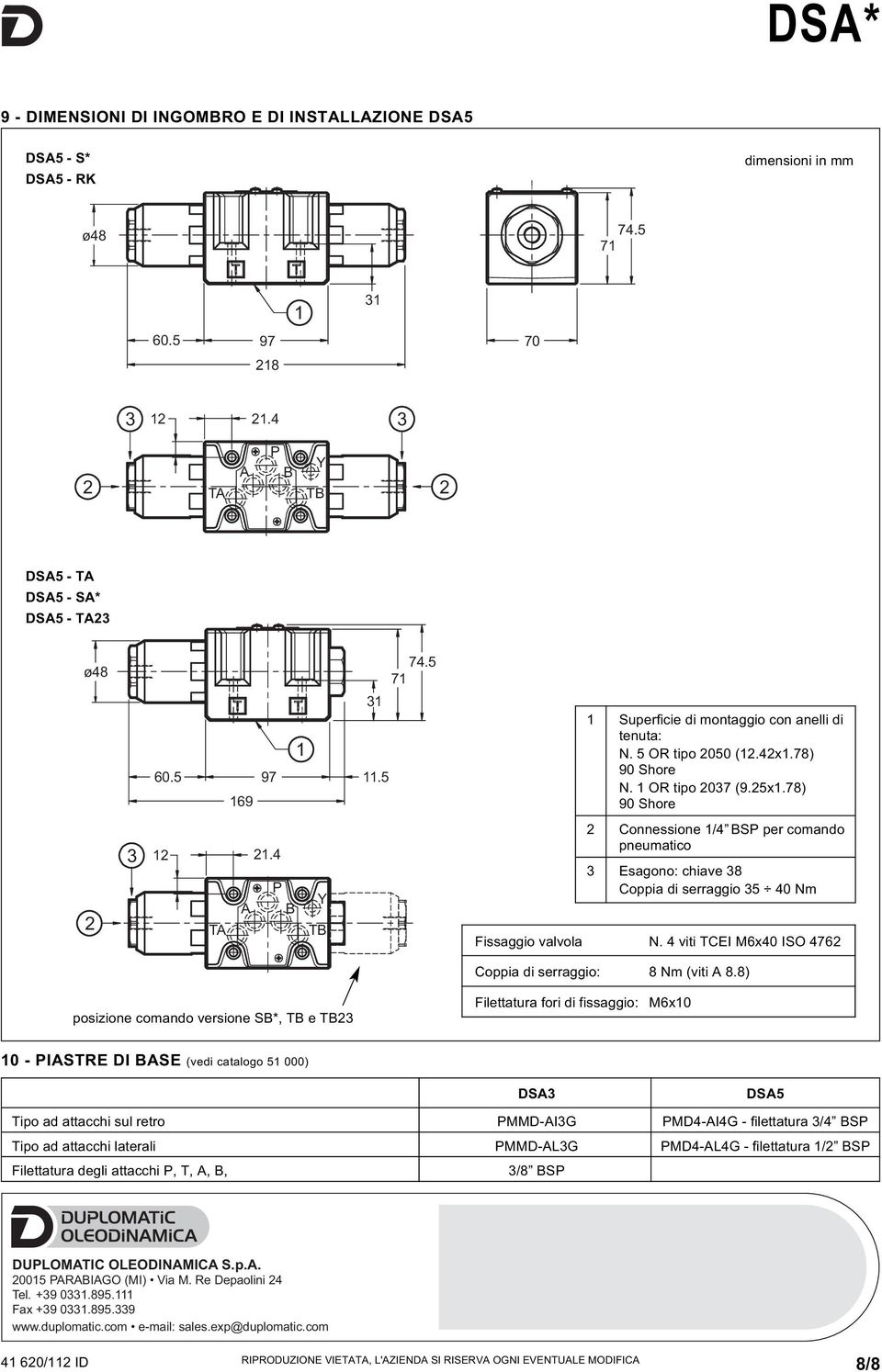 viti CEI M6x0 ISO 76 Coppi di serrggio: 8 Nm (viti 8.