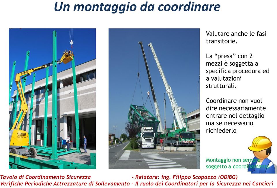 Coordinare non vuol dire necessariamente entrare nel dettaglio ma se necessario richiederlo Montaggio non sempre soggetto a