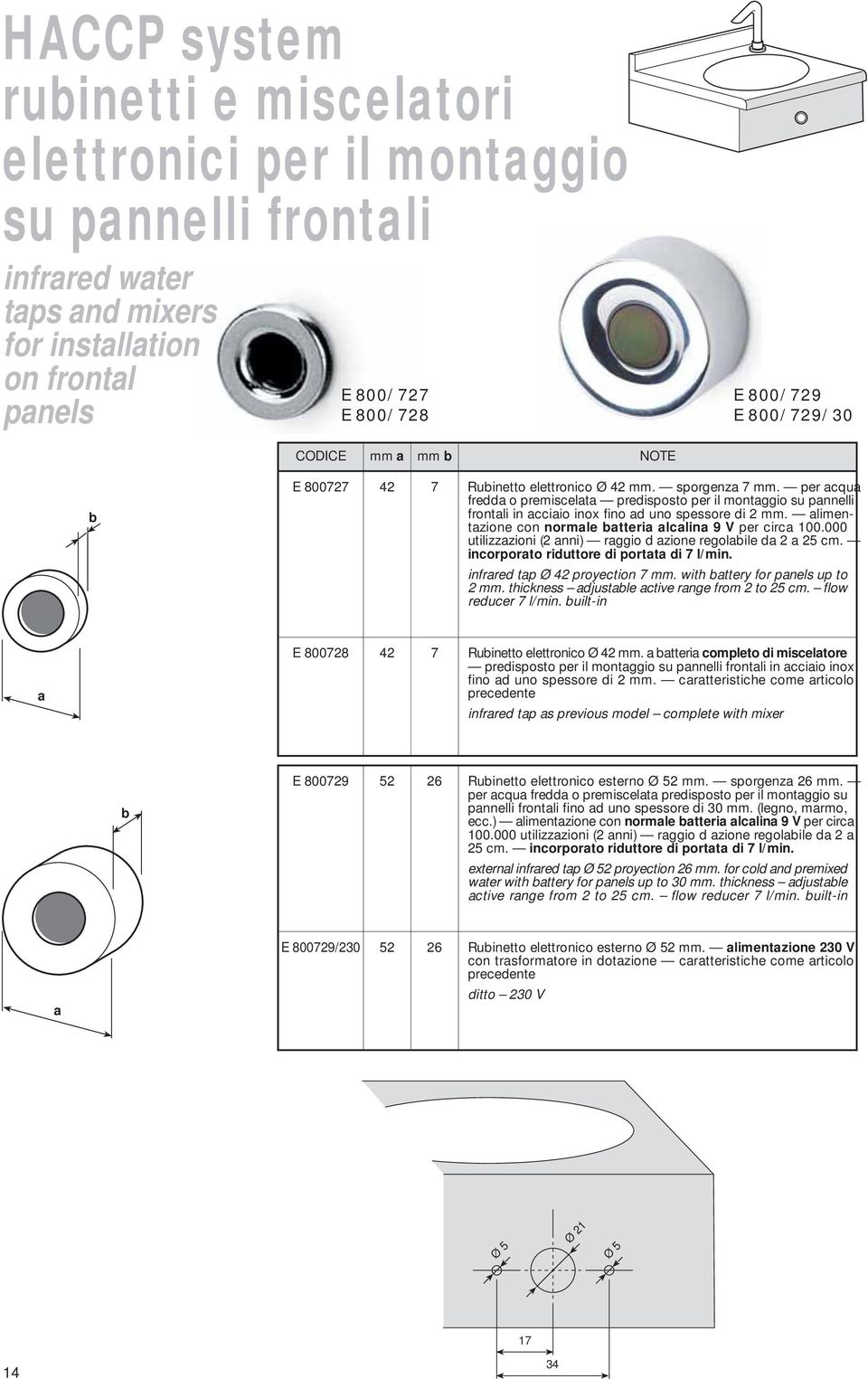 limentzione con normle tteri lclin 9 V per circ 100.000 utilizzzioni (2 nni) rggio d zione regolile d 2 25 cm. incorporto riduttore di portt di 7 l/min. infrred tp Ø 42 proyection 7 mm.