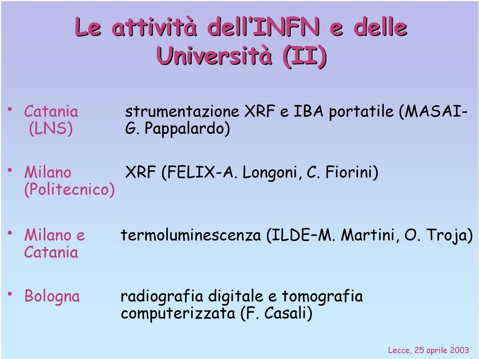 Pappalardo) XRF (FELIX-A. Longoni, C.