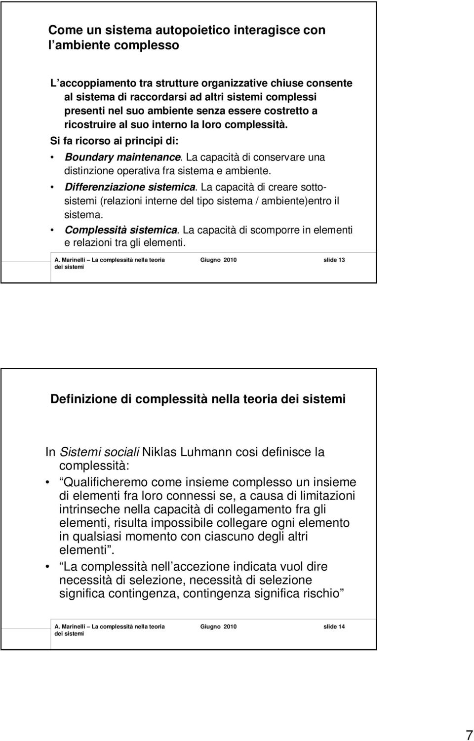 La capacità di conservare una distinzione operativa fra sistema e ambiente. Differenziazione sistemica.