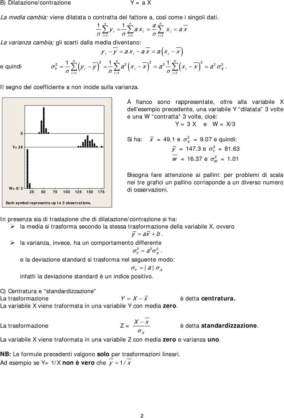 A faco soo rappresetate, oltre alla varable dell esempo precedete, ua varable dlatata 3 volte e ua W cotratta 3 volte, coè: = 3 e W = 