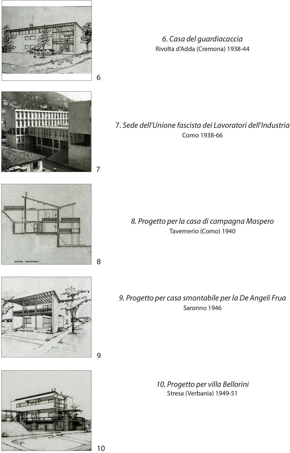 Progetto per la casa di campagna Maspero Tavernerio (Como) 1940 8 9.
