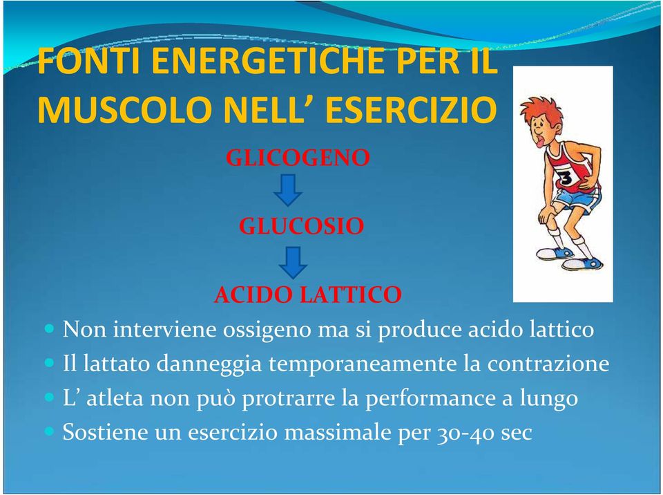 lattato danneggia temporaneamente la contrazione L atleta non può