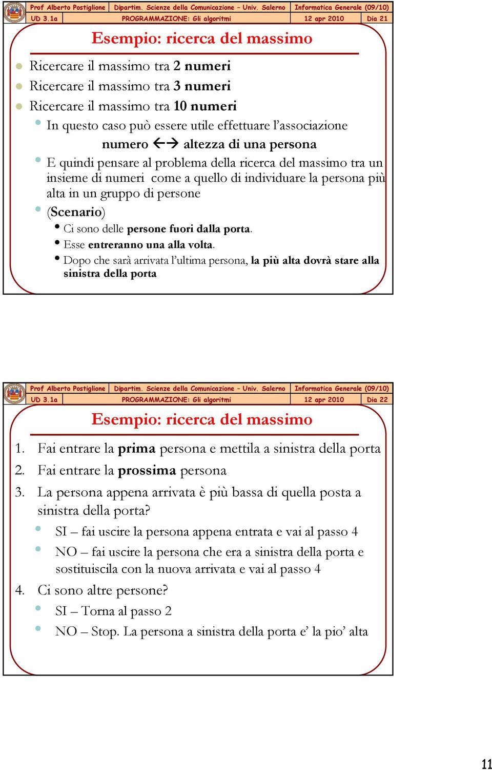 (Scenario) Ci sono delle persone fuori dalla porta. Esse entreranno una alla volta.