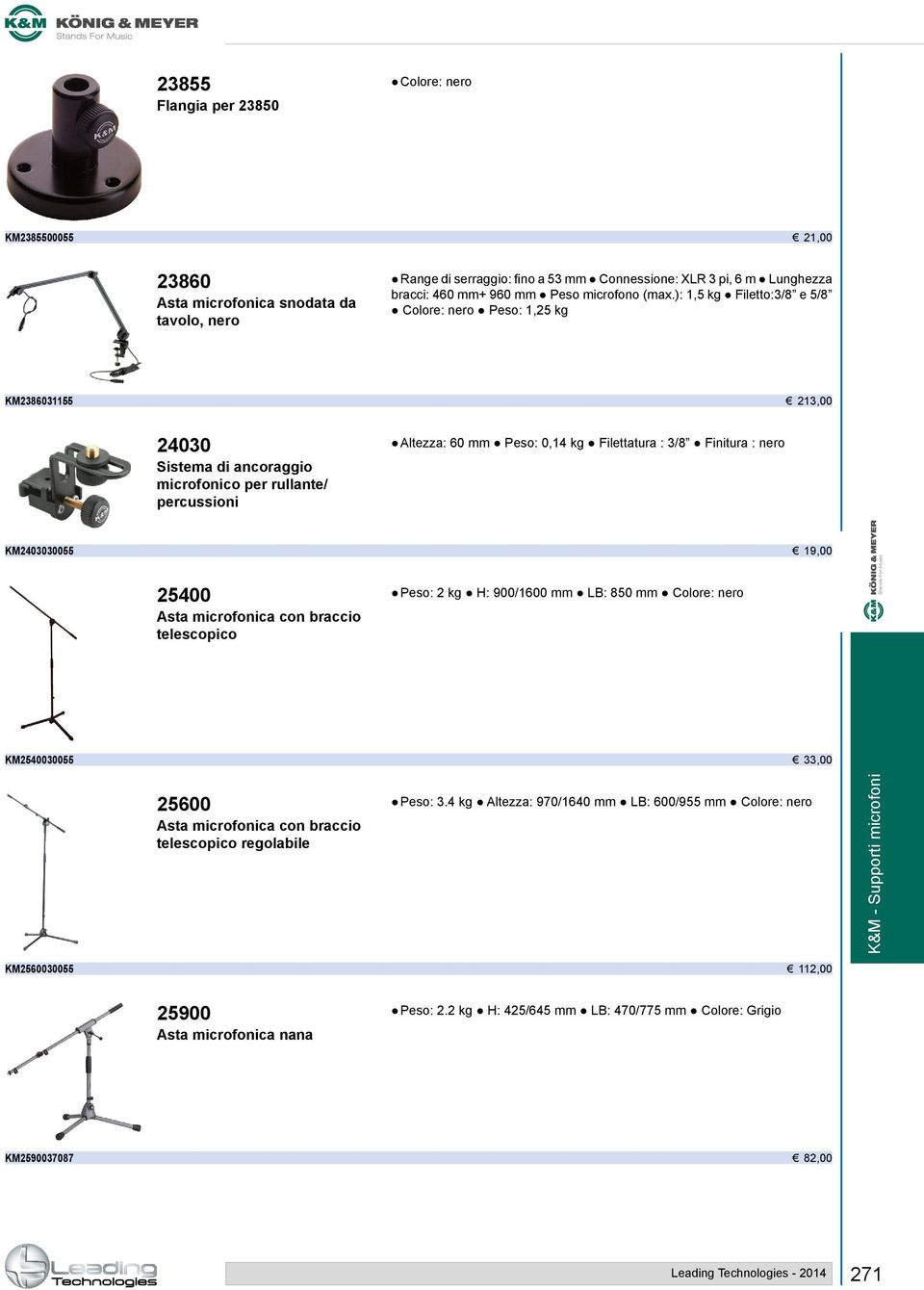 ): 1,5 kg Filetto:3/8 e 5/8 Colore: nero Peso: 1,25 kg KM2386031155 213,00 24030 Sistema di ancoraggio microfonico per rullante/ percussioni Altezza: 60 mm Peso: 0,14 kg Filettatura : 3/8 Finitura :