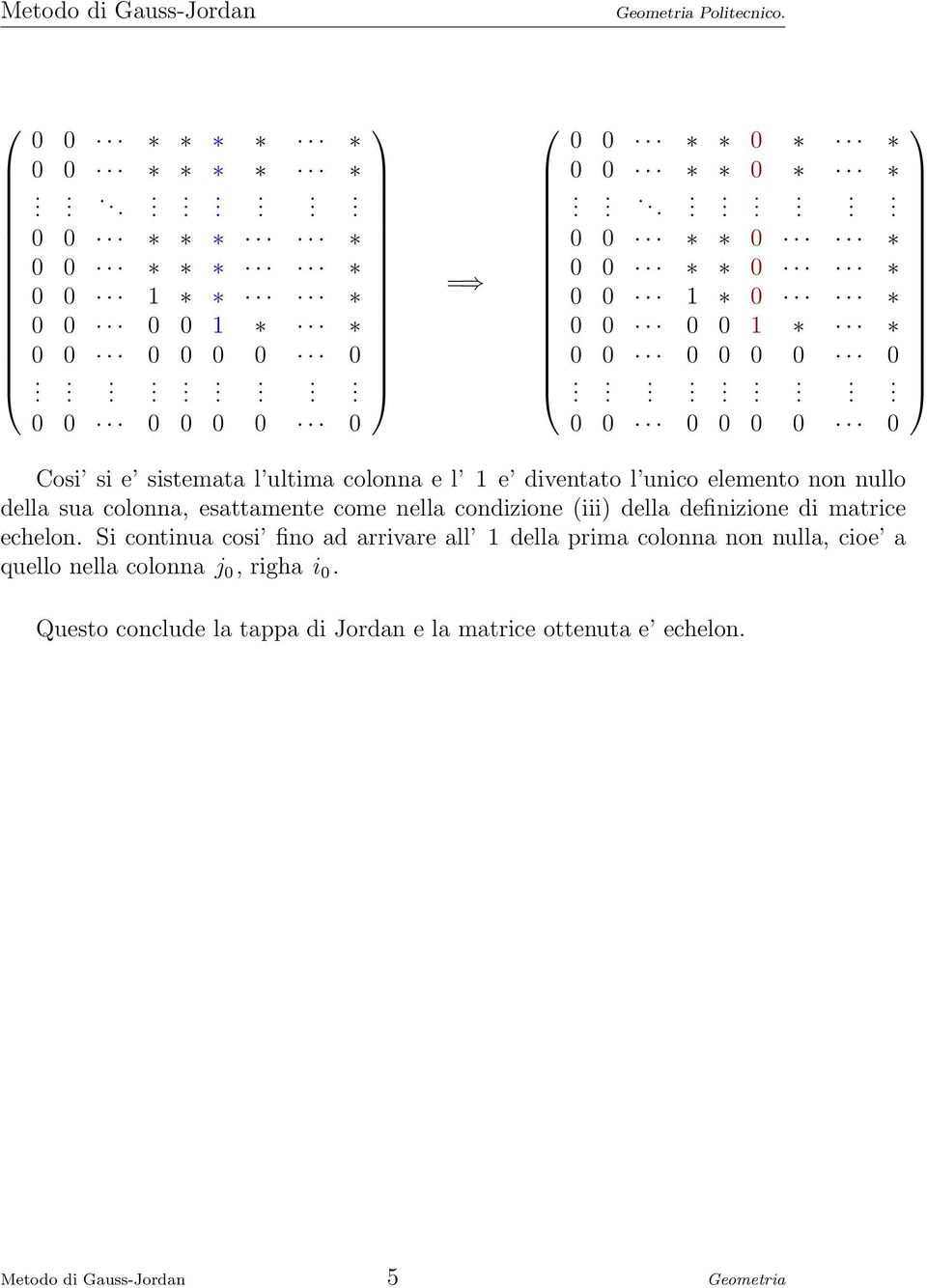 come nella condizione (iii) della definizione di matrice echelon.