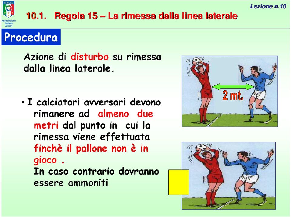 I calciatori avversari devono rimanere ad almeno due metri dal punto in