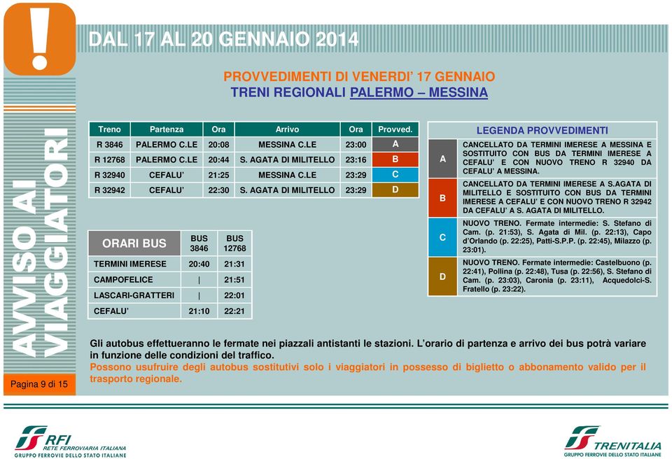 GT DI MILITELLO 23:29 D ORRI 3846 12768 TERMINI IMERESE 20:40 21:31 CMPOFELICE 21:51 LSCRI-GRTTERI 22:01 CEFLU 21:10 22:21 C D LEGEND PROVVEDIMENTI CNCELLTO D TERMINI IMERESE MESSIN E SOSTITUITO CON