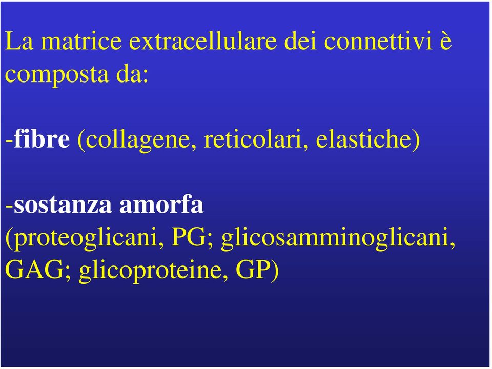 elastiche) -sostanza amorfa (proteoglicani,
