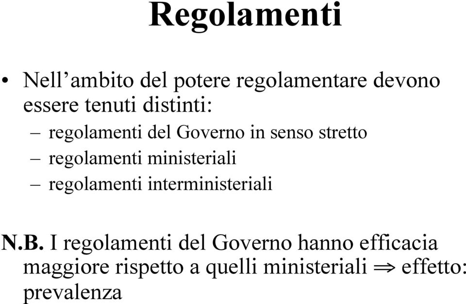 ministeriali regolamenti interministeriali N.B.