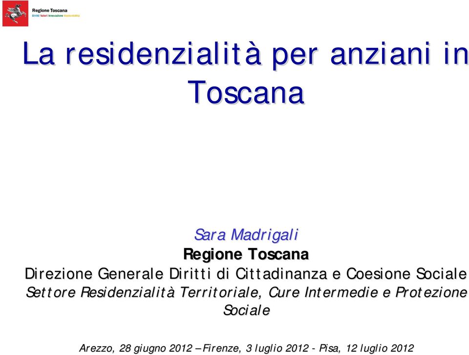 Sociale Settore Residenzialità Territoriale, Cure Intermedie e