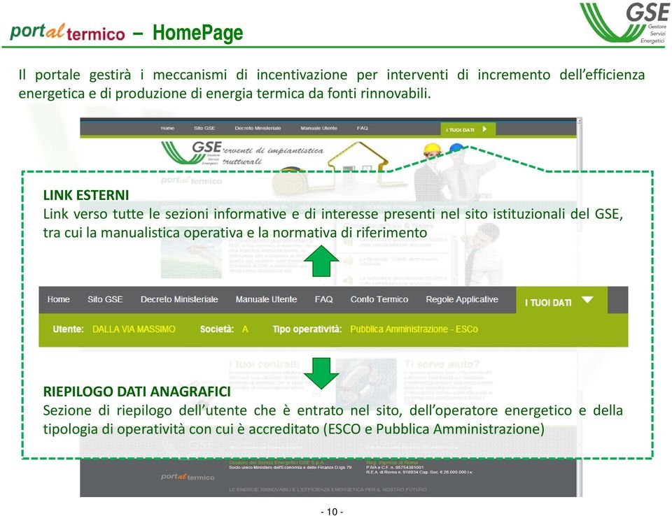 LINK ESTERNI Link verso tutte le sezioni informative e di interesse presenti nel sito istituzionali del GSE, tra cui la manualistica