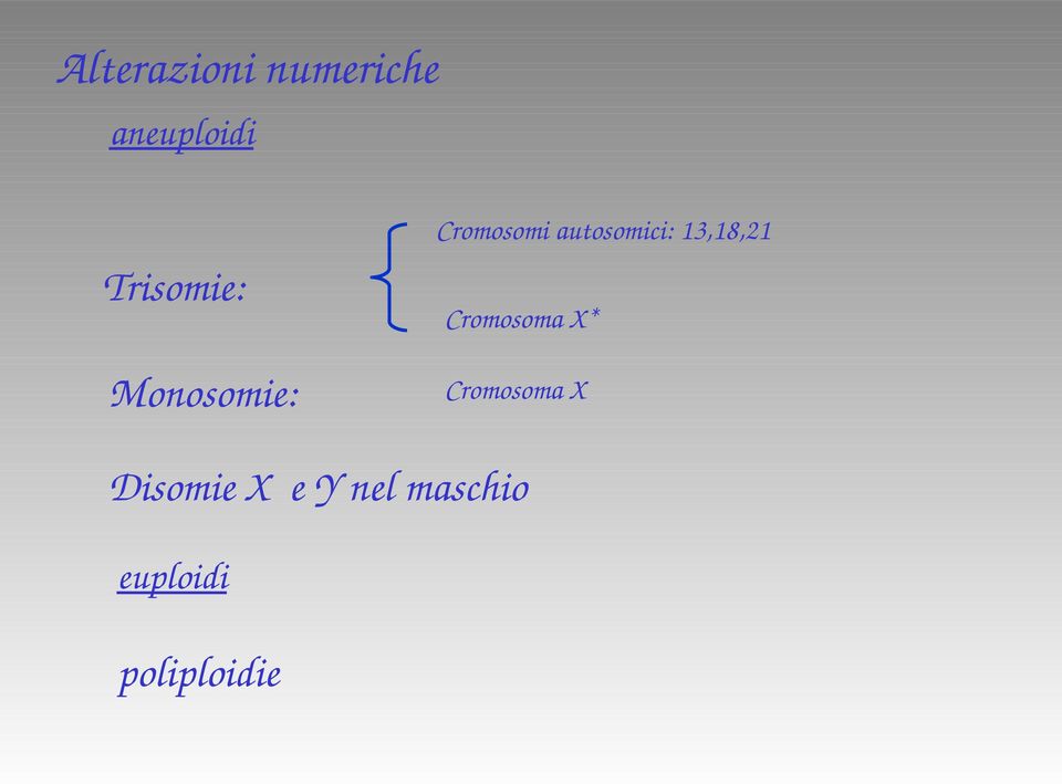 Trisomie: Monosomie: Cromosoma X*