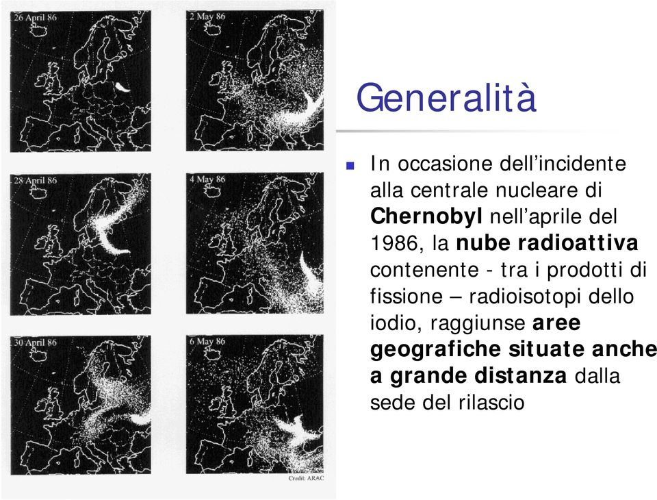 tra i prodotti di fissione radioisotopi dello iodio, raggiunse