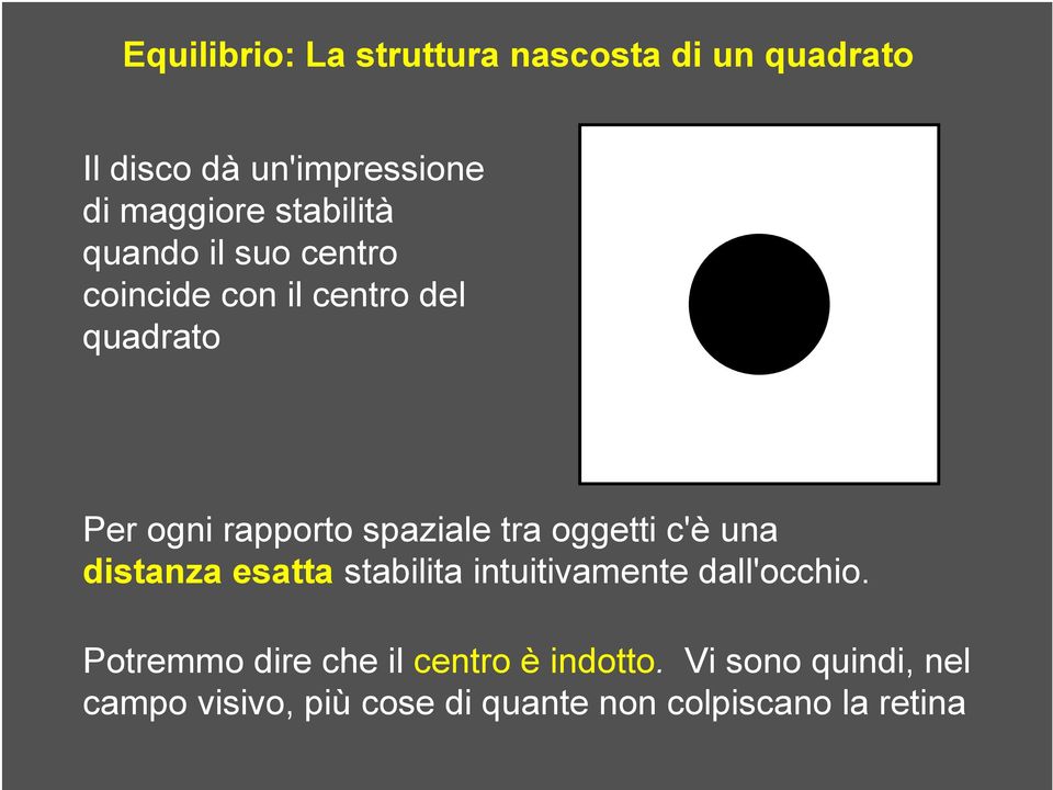 spaziale tra oggetti c'è una distanza esatta stabilita intuitivamente dall'occhio.