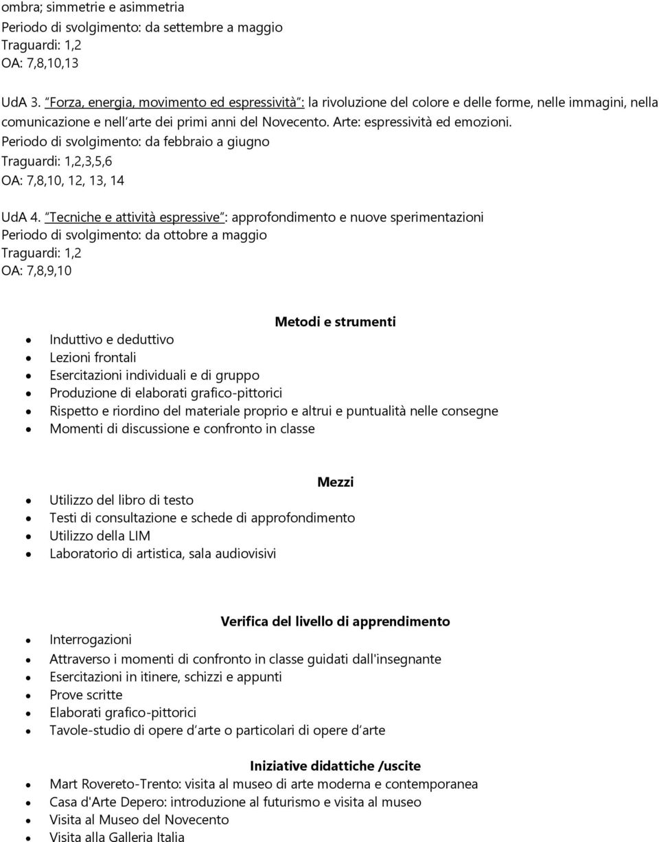 Periodo di svolgimento: da febbraio a giugno Traguardi: 1,2,3,5,6 OA: 7,8,10, 12, 13, 14 UdA 4.
