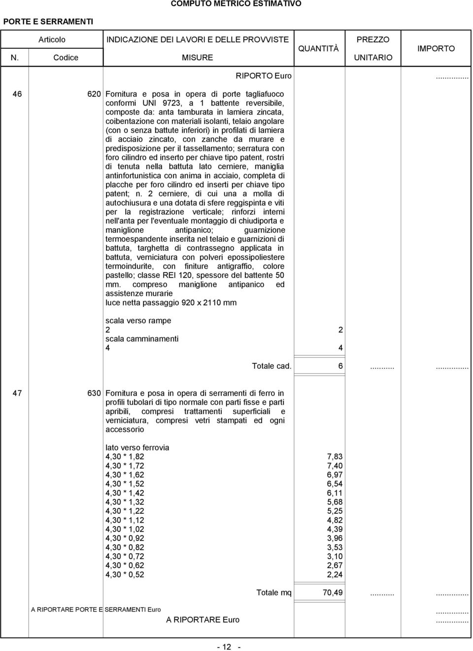 inserto per chiave tipo patent, rostri di tenuta nella battuta lato cerniere, maniglia antinfortunistica con anima in acciaio, completa di placche per foro cilindro ed inserti per chiave tipo patent;