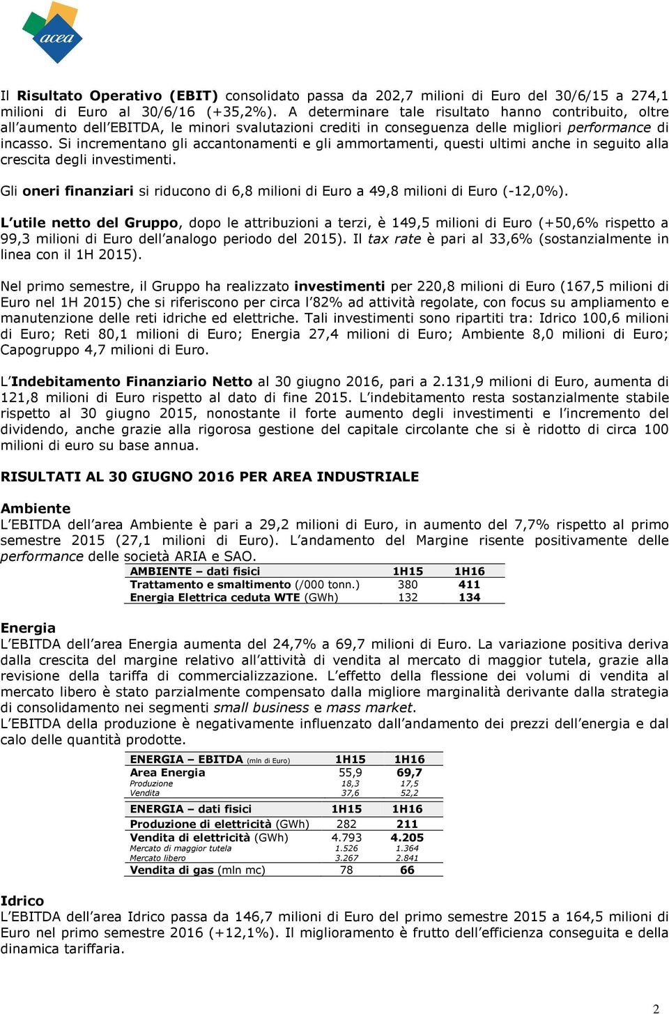 Si incrementano gli accantonamenti e gli ammortamenti, questi ultimi anche in seguito alla crescita degli investimenti.