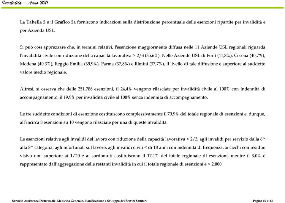 Nelle Aziende USL di Forlì (41,8%), Cesena (40,7%), Modena (40,3%), Reggio Emilia (39,9%), Parma (37,8%) e Rimini (37,7%), il livello di tale diffusione è superiore al suddetto valore medio regionale.