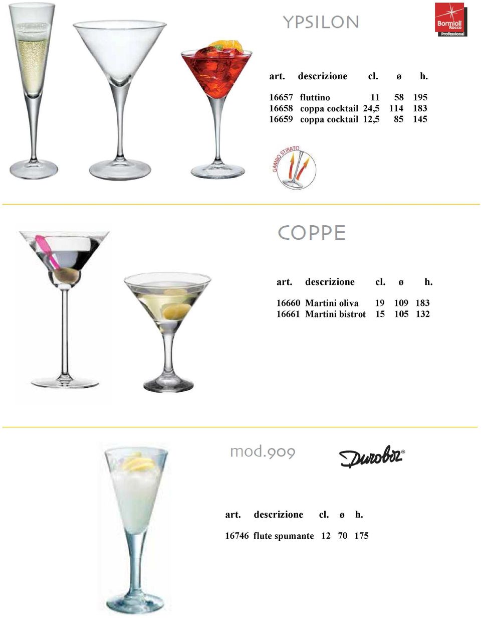 coppa cocktail 12,5 85 145  16660 Martini oliva 19 109 183 16661