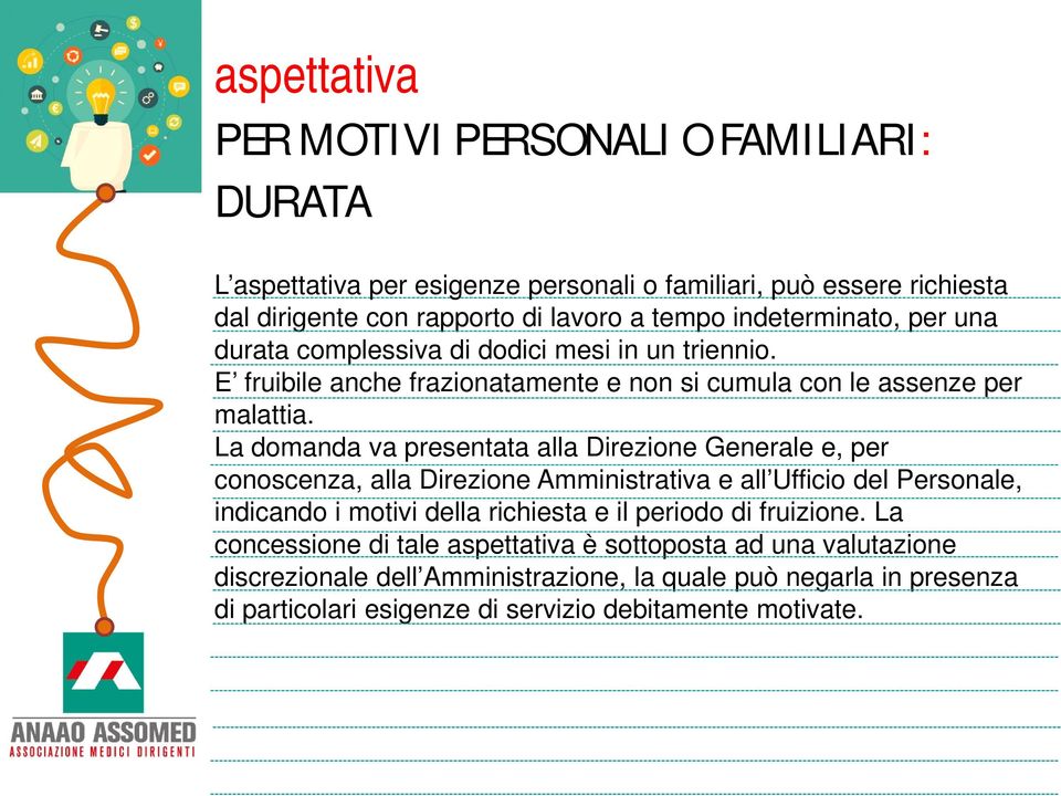 La domanda va presentata alla Direzione Generale e, per conoscenza, alla Direzione Amministrativa e all Ufficio del Personale, indicando i motivi della richiesta e il