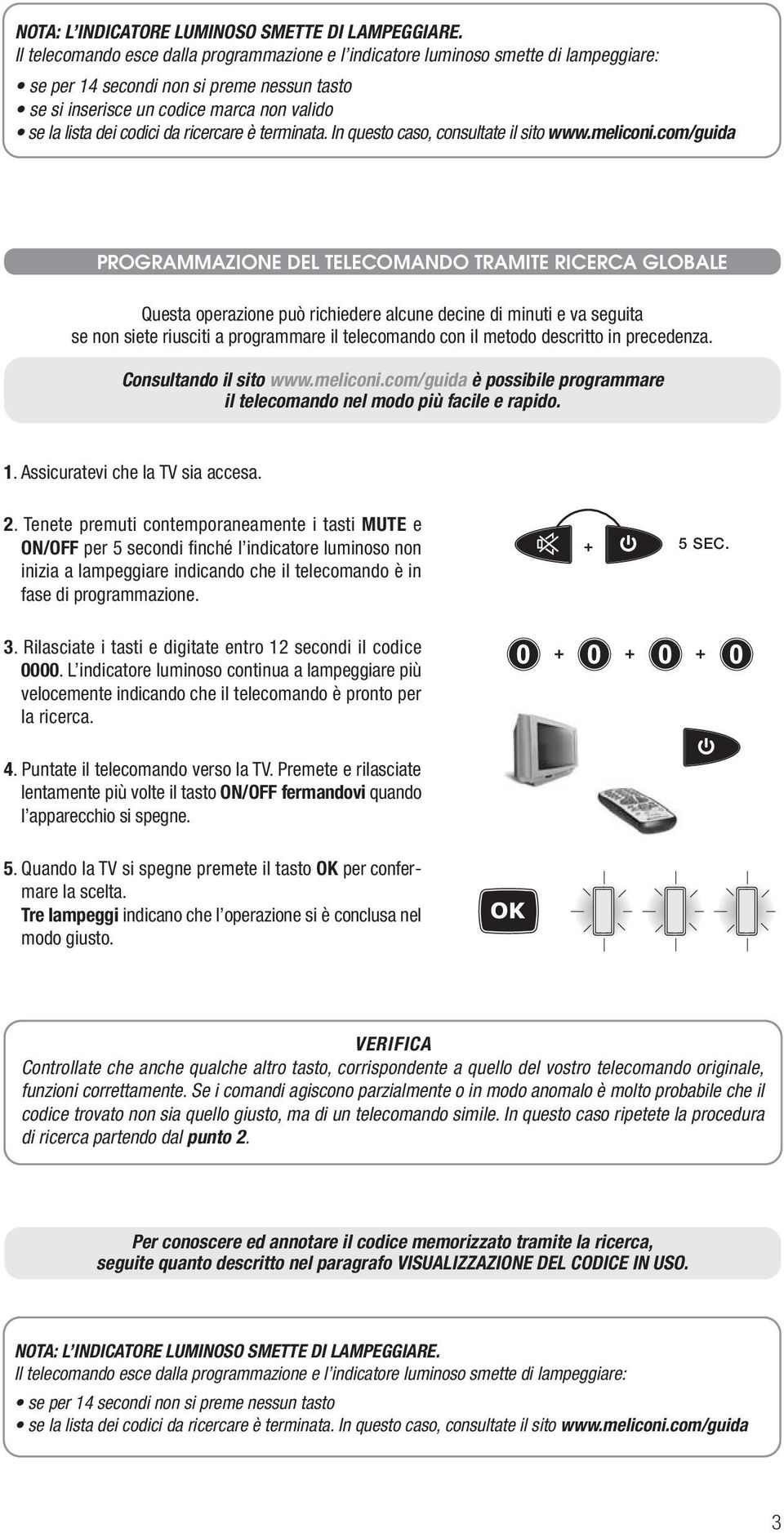 da ricercare è terminata. In questo caso, consultate il sito www.meliconi.